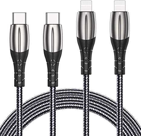 iPhone Charger,Sundix 2Pack 6ft USB C to Lightning Cable MFi Certified 20W Nylon Braided Type C Charging Cables for iPhone 12/12 Pro/12 Pro Max/11/11 Pro/11 Pro Max/XS/XR/8, iPad, iPod