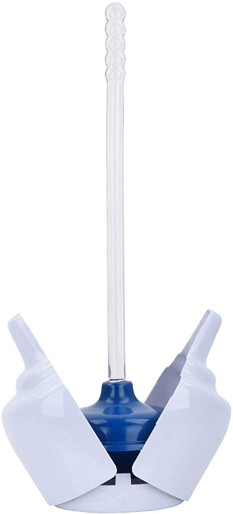 LDR Industries Hideaway Toilet Plunger and Caddy, White Canister Bathroom, Clear ABS Plastic Easy Grip Handle 167 WM4765WT