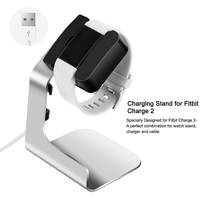 For Fitbit Charge 2 charger. Tranesca charging stand/station/dock/cradle for Smart watch Fitbit Charge 2 - Does not include Fitbit (Aluminum -Sliver)