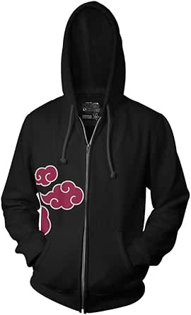 Ripple Junction Hoodies for Men Naruto Shippuden Unisex Full Zip up Black Hoodie for Men Sweatshirt