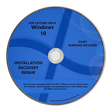 Windows 10 Pro & Home Install Reinstall Upgrade Restore Repair Recovery 64 bit x64 All in One Disc WNYPC Utility DVD
