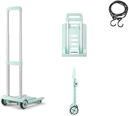 Folding Hand Truck,Sack trolley,Aluminum sack truck, 60Kg/132lbs Heavy Duty 4-Wheel Solid Construction Utility Cart Compact and Lightweight for Luggage,Moving and Office Use - Portable Fold Up Dolly