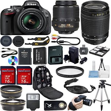 Nikon D5200 DSLR Camera Bundle with Lens, Filter & Accessories (16 Items) - International Version