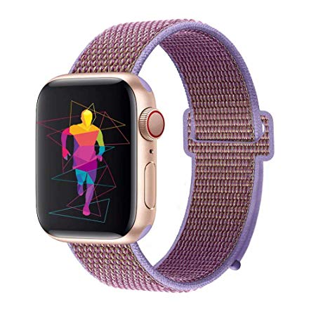 INTENY Sport Band Compatible with Apple Watch 38mm 40mm 42mm 44mm, Nylon Sport Loop, Strap Replacement for iWatch Series 4, Series 3, Series 2, Series 1