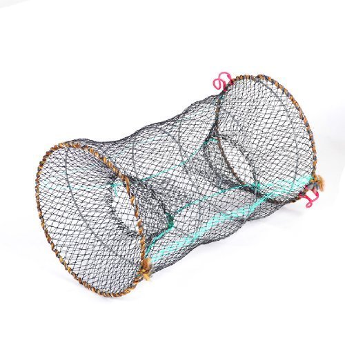 Dimart Pond Black 25cm Dia Cylinder Foldable Nylon Mesh Net Shrimp Crawfish Trap