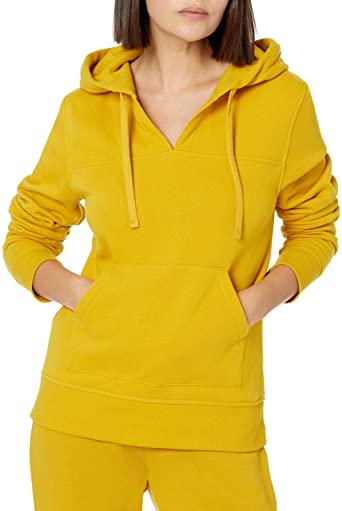 Amazon Essentials Womens Classic Fit Long Sleeve Open V-Neck Hooded Sweatshirt