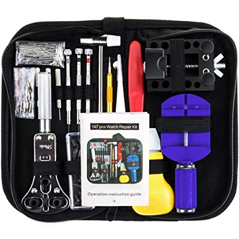 Vastar 147 PCS Watch Repair Kit Professional Spring Bar Tool Set, Watch Band Link Pin Tool Set with Carrying Case