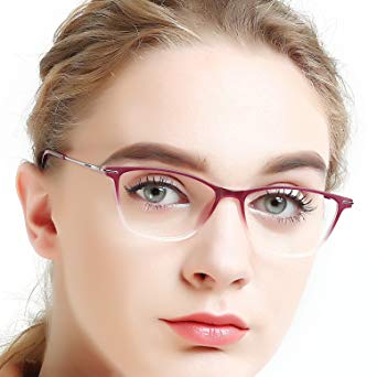 Eyewear Frames-OCCI CHIARI-Rectangle Lightweight Non-Prescription Eyeglasses Frame with Clear Lenses For Womens 52mm