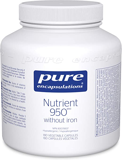 Pure Encapsulations - Nutrient 950 without Iron - Hypoallergenic Multi-vitamin/Mineral Formula for Optimal Health* - 180 Vegetable Capsules