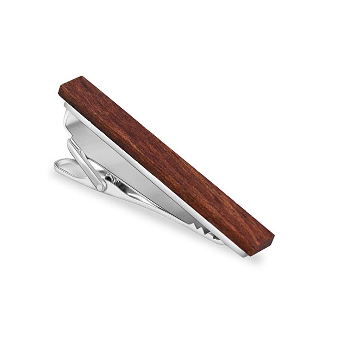 Merit Ocean Smart Men's Wood Tie Clip Natural Tie Bar 2.1 Inch in Gift Box