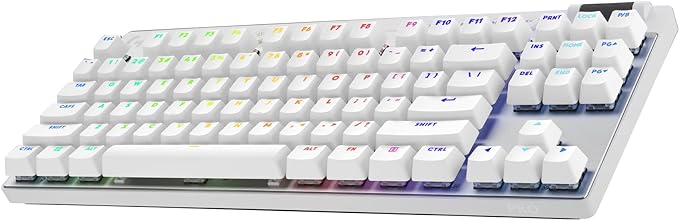 Logitech G PRO X TKL LIGHTSPEED Wireless Gaming Keyboard, Ultra-Portable Tenkeyless Design, LIGHTSYNC RGB, PBT keycaps, Tactile Switches (GX Brown) - White