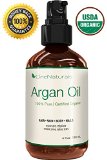 Organic Argan Oil for Hair Face Skin Nails 4oz - 100 Pure and USDA Organic Cold Pressed Triple Extra Virgin - Lifetime Money-Back Guarantee - Pump Bottle - OneNaturals Moroccan Oil is Unscented Unrefined Imported from Morocco - Non-Greasy Non-Irritating to Sensitive Skin - Light-Weight Fast-Absorbing for Rapid Results - Fresh and Chemical-Free