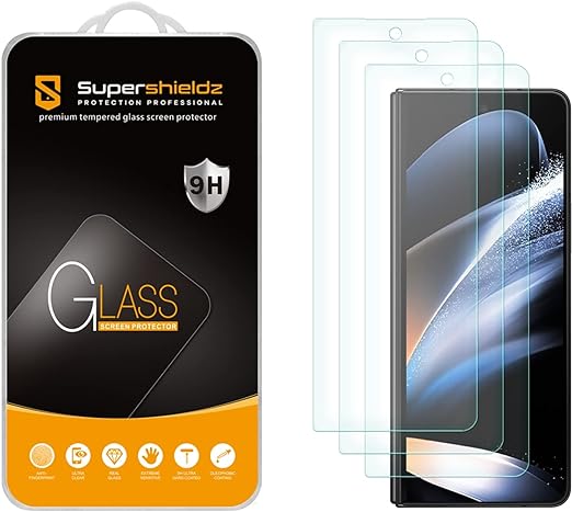 Supershieldz (3 Pack) Designed for Samsung Galaxy Z Fold 5 5G (Front Screen Only) [Case Friendly] Tempered Glass Screen Protector, 0.3mm, Anti Scratch, Bubble Free