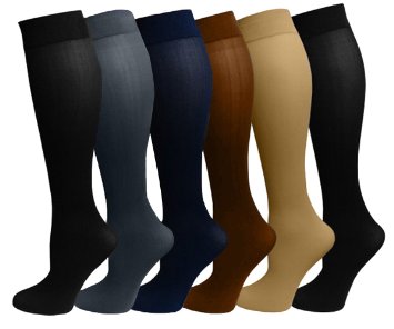 Ladies 6 Pair Pack Compression Socks Premium Cotton (Assorted)