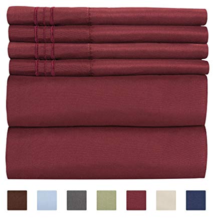 CGK Unlimited Extra Deep Pocket Sheets - 7 Piece Sheet Set - Split King Size Sheets Deep Pocket - Extra Deep Bed Sheets Extra Deep Pocket Sheets - 21 inch Deep Pockets