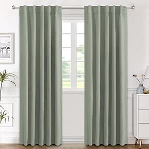 H.VERSAILTEX Blackout Curtains Thermal Insulated Window Treatment Panels Room Darkening Blackout Drapes for Living Room Back Tab/Rod Pocket Bedroom Draperies (2 Panels, Light Sage, 42 x 84 Inch)