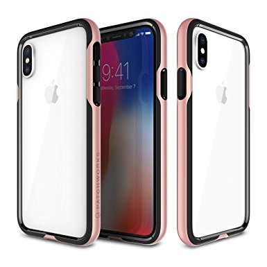 iPhone X Bumper Case, Patchworks Level Silhouette Series in Rose Gold - [Frame Protection] No Bulk [Air Pocket Interior] Thin Lightweight Triple Layer Protection Slim Frame Rugged Cover