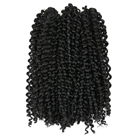 Lady Miranda Pure Color Afro kinky Curly Braiding Hair Extensions Jerry Curl Crochet Hair 3X Braid Hair Short Synthetic Hair Styles (Black)