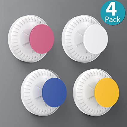Suction Hooks, LUXEAR Heavy Duty Suction Cup Hooks Waterproof Vacuum Shower Hook, Kitchen Restroom Bathroom Wall Hooks Removable for Towel Loofah Wreath Robe Cloth Key Bag - 4 Pack, Multi-Color