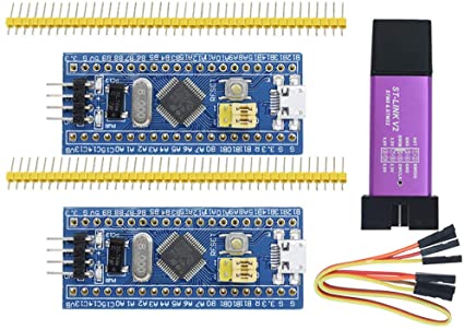 Aideepen ST-Link V2 Programming Unit Emulator Downloader(Random Color) 2PCS 40pin STM32F103C8T6 ARM STM32 SWD Minimum System Board Micro USB