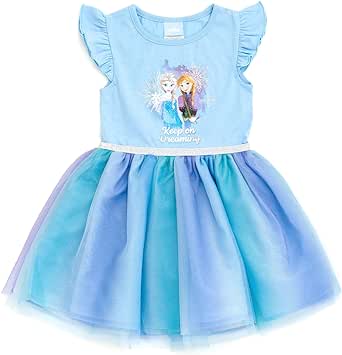 Disney Girls Short Sleeve Tulle Dress Toddler to Big Kid Sizes (2T - 18-20)