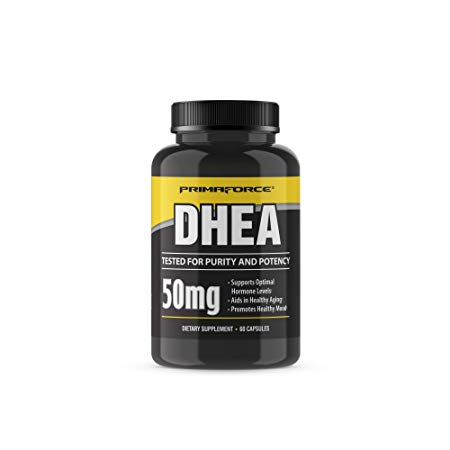 PrimaForce DHEA: Dietary Supplement for Optimal Hormone Levels/Supports Healthy Aging/Improves Mood and Mental Clarity - 60-Count, 50mg Capsules