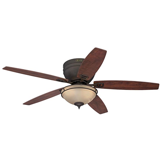 Westinghouse 7209600 Traditional Carolina LED 52 inch Oil Rubbed Bronze Indoor Ceiling Fan, LED Light Kit with Amber Alabaster Bowl