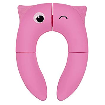 Potty Seat Covers Luchild Baby Foldable Potty Trainer Seat Cover Toddler Toilet Training Seat with Non Slip Silicone Pads (Pink)