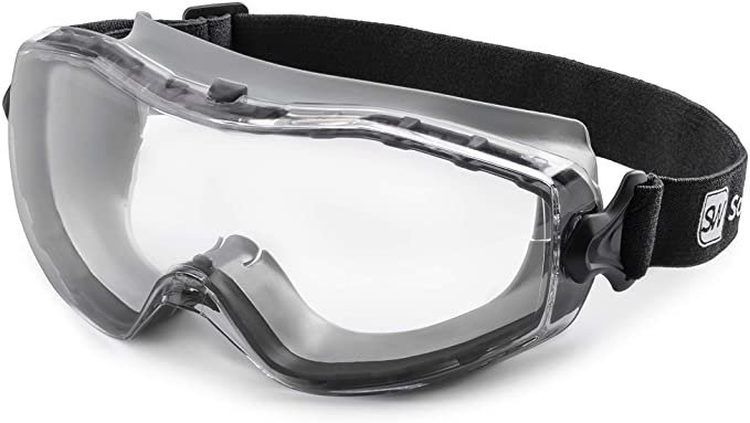 SolidWork Safety Goggles with Universal Fit | Eye Protective Safety Glasses for Construction Work | Scratch Resistant Goggle with UV-Protection and Anti-Fog | For Men & Women | Clear Lens | Grey