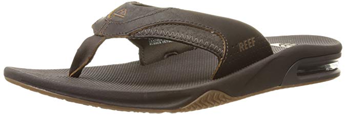 Reef Men's Leather Fanning Sandal, Brown, 7 M US