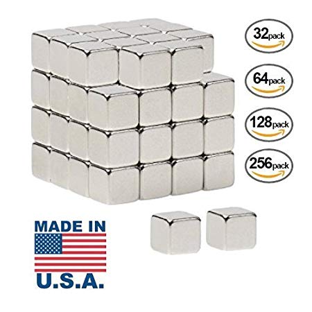 Magnetozo | Made in USA 5x5mm 1/5"x1/5" Inches Square Cube Magnets by IO-Tech (64)