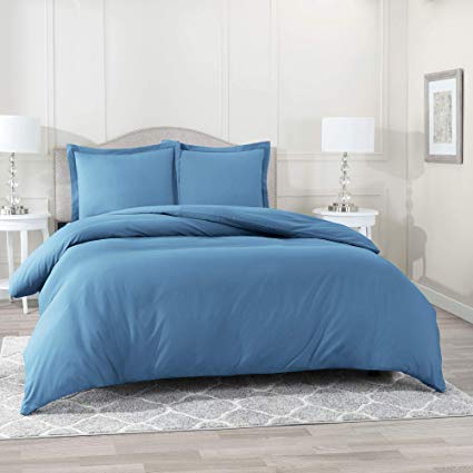 Nestl Bedding Duvet Cover 2 Piece Set – Ultra Soft Double Brushed Microfiber Hotel Collection – Comforter Cover with Button Closure and 1 Pillow Sham, Blue Heaven - Twin (Single) 68"x90"