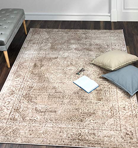 A2Z Rug Vintage Traditional Santorini Collection Beige 200x290 cm - 6.6x9.5 ft Area Rugs