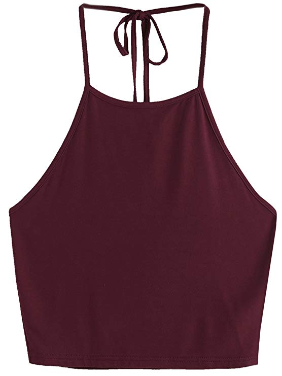 Romwe Women's Casual Tie Dye Sleeveless Vest Halter Cami Tank Top