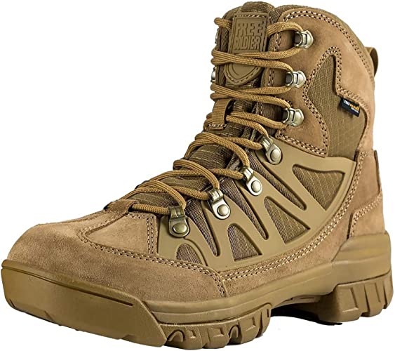 FREE SOLDIER Outdoor Men's Tactical Military Combat Ankle Boots Water Resistant Lightweight Mid Hiking Boots