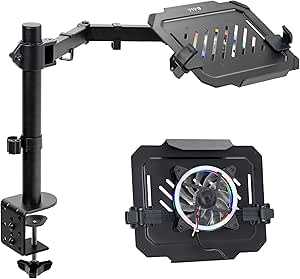 VIVO Adjustable 12 to 15.6 inch Laptop Notebook Desk Mount Stand with RGB Fan, Black, STAND-V001LF