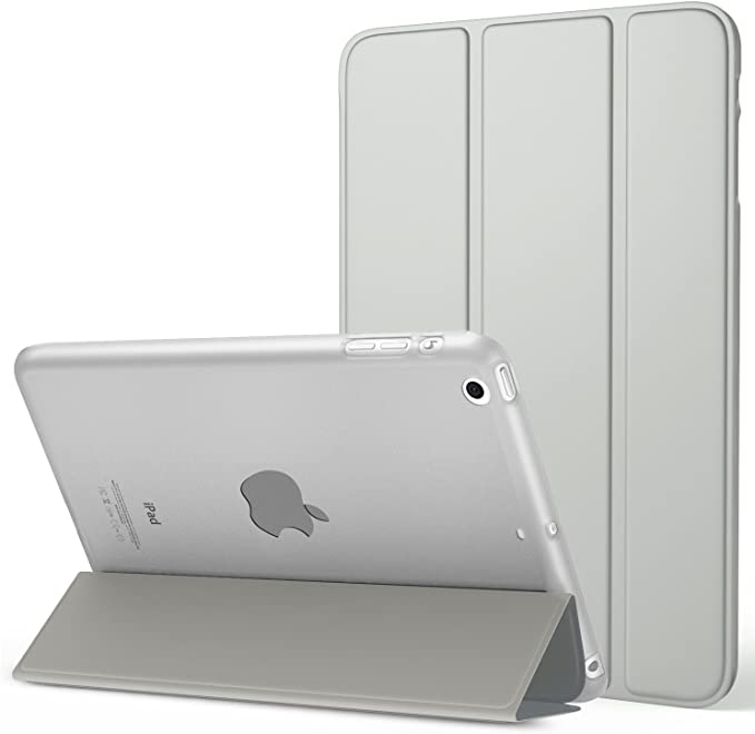 MoKo Case for iPad Mini 3/2 / 1, Slim Lightweight Smart-shell Stand Cover with Translucent Frosted Back Protector for iPad Mini 1/Mini 2/Mini 3, Silver (with Auto Wake/Sleep)