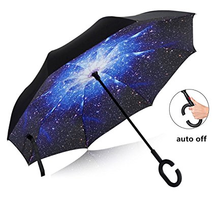 Inverted Umbrella Automatic Double-Layer Windproof,Travel Reverse Umbrellas UV Proof Folding for Women/Men.
