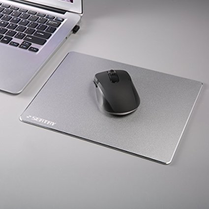 YKS Gaming Aluminum Mouse Pad with Non-Slip Rubber Base and Micro Sand Blasting Aluminum Surface for Fast and Accurate Control (Silver)