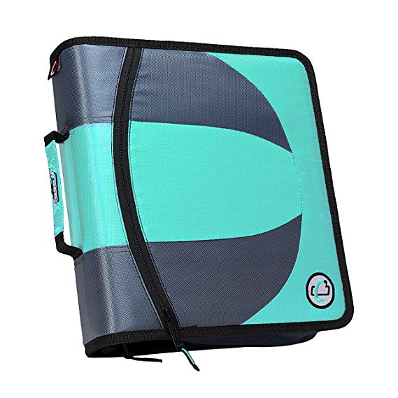 Case-it Dual 2-in-1 Zipper D-Ring Binder, 2 Sets of 1.5-inch Rings with Pencil Pouch, Mint, DUAL-101-MNT