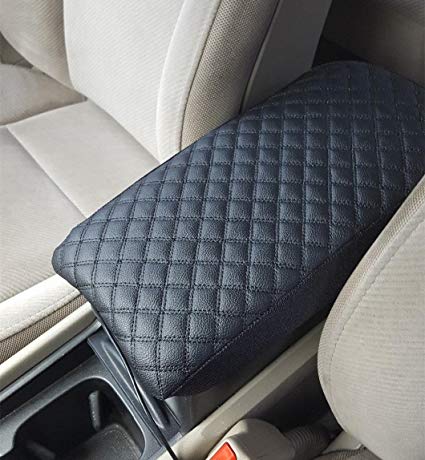 Leather Center Console Lid Cover Armrest Protector Decoration for Nissan Maxima 2008-2014 Black