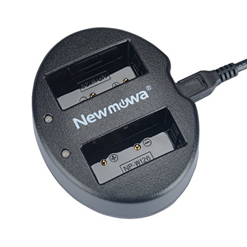 Newmowa Dual USB Charger for Fujifilm NP-W126 NP-W126S and Fuji FinePix HS30EXR HS33EXR HS35EXR HS50EXR X100F X-A1 X-A2 X-E1 X-E2 X-E2S X-E3 X-H1 X-M1 X-Pro1 X-Pro2 X-T1 X-T2 X-T3 X-T10 X-T20 X-T100