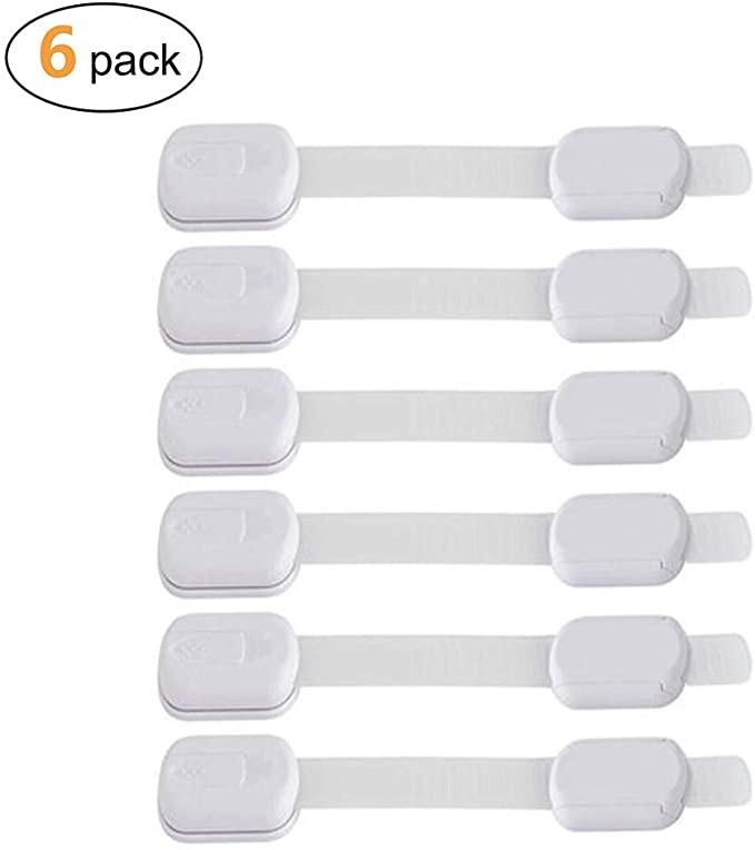Child Safety Cabinet Locks for Baby Proofing (6 Pack) No Tool or Drilling Needed with Super Strong 3M Adhesive, Multi-Purpose Locks, Baby Proof Home Drawer, Cabinets, Oven, Window, Toilet Seat