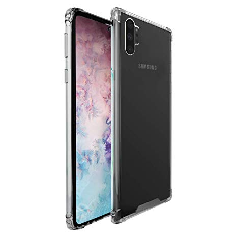 amCase Samsung Galaxy Note 10 Plus Clear Case, Hybrid Shock Absorbing TPU Frame and Rigid Back Plate Protective Case for Galaxy Note 10  (2019) - Clear