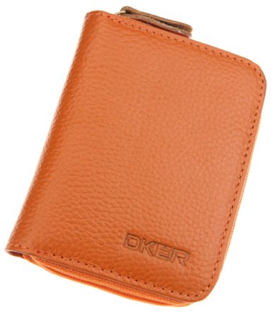 DEEZOMO Genuine Leather Mini Credit Card & Coin Wallet with Zipper for Men and Women