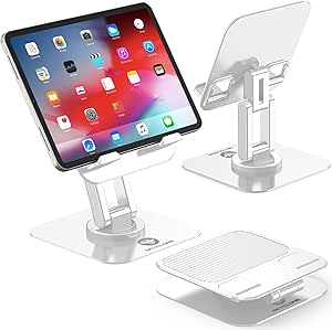 OCYCLONE for iPad Stand 360 Rotating Adjustable Tablet Stand for Desk, Portable Monitor Stand Tablet Holder Office Accessories Compatible with 4.7"-15.6" Tablet iPad Portable Monitor PS iPhone, White