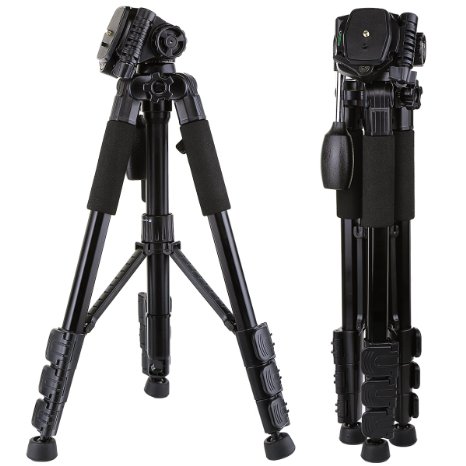 Pantan Q1, Professional Light Weight Portable Aluminum Tripod for SLR Camera, Applicable for Canon, Nikon, Sony, Max Height 57 Inches, Max Load 6 Lbs, Free Carrying Bag Included