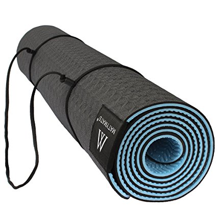 Goture Non Slip SGS Certified TPE Material Yoga Mat With Carry Strap - High Density Thick 1/4'' Durable Mat 72''24'' Eco Safe Non Toxic Pilates Mat