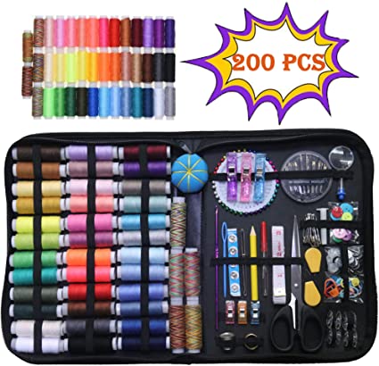 Sewing kit, 200 Pcs Sewing Supplies with 41 XL Thread Spools, Portable for Traveler Adults Kids Beginner, Suitable for DIY, Home and Emergency