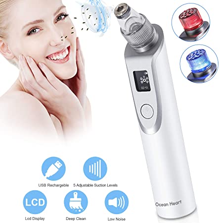Blackhead Remover, 2020 Newest Version Pore Vacuum with Blue/RED light for Pore Contraction and Skin Rejuvenation, Blackhead Vacuum Acne Extractor Blackhead Suction Pore Cleaner